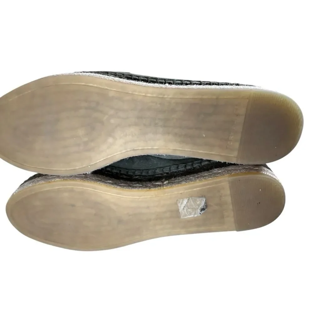 Tory Burch Olive Green Suede Espadrille Seaside Loafers Size 9